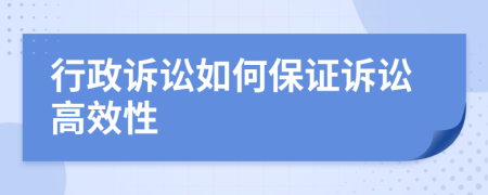 行政诉讼如何保证诉讼高效性