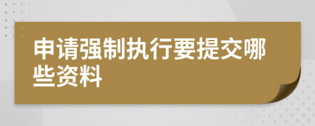 申请强制执行要提交哪些资料