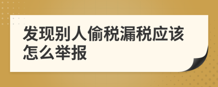 发现别人偷税漏税应该怎么举报