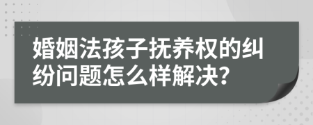 婚姻法孩子抚养权的纠纷问题怎么样解决？