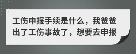 工伤申报手续是什么，我爸爸出了工伤事故了，想要去申报