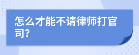 怎么才能不请律师打官司？