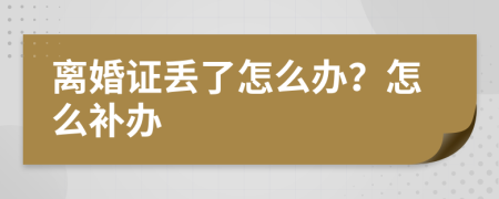 离婚证丢了怎么办？怎么补办