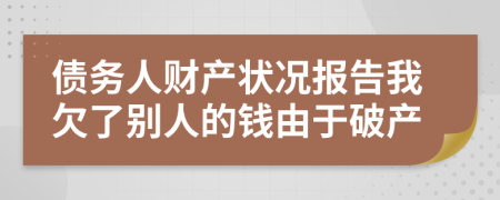 债务人财产状况报告我欠了别人的钱由于破产