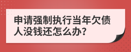 申请强制执行当年欠债人没钱还怎么办？