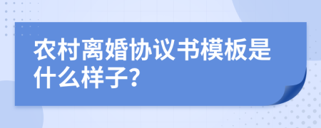 农村离婚协议书模板是什么样子？