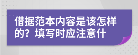 借据范本内容是该怎样的？填写时应注意什