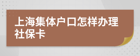 上海集体户口怎样办理社保卡