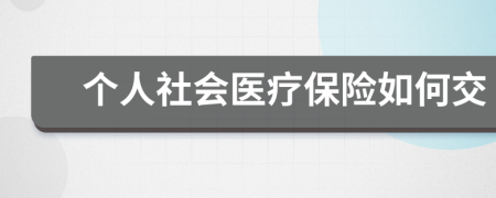 个人社会医疗保险如何交