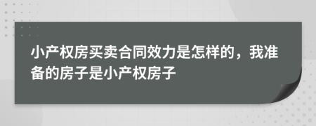 小产权房买卖合同效力是怎样的，我准备的房子是小产权房子