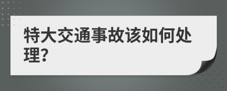 特大交通事故该如何处理？