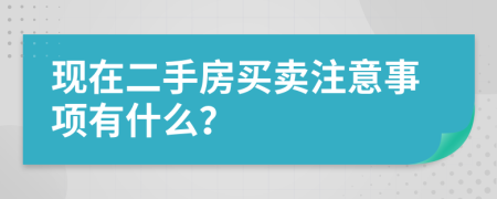 现在二手房买卖注意事项有什么？