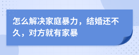 怎么解决家庭暴力，结婚还不久，对方就有家暴