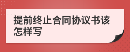 提前终止合同协议书该怎样写