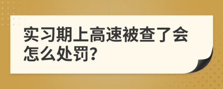 实习期上高速被查了会怎么处罚？