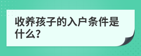 收养孩子的入户条件是什么？