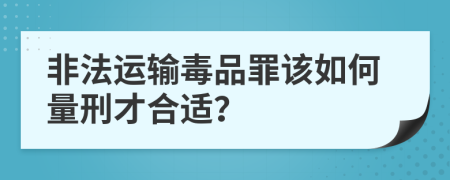 非法运输毒品罪该如何量刑才合适？