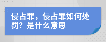 侵占罪，侵占罪如何处罚？是什么意思
