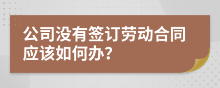 公司没有签订劳动合同应该如何办？