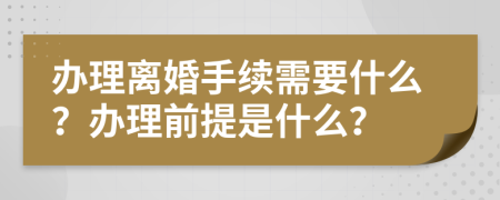 办理离婚手续需要什么？办理前提是什么？