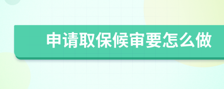 申请取保候审要怎么做