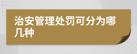 治安管理处罚可分为哪几种