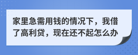 家里急需用钱的情况下，我借了高利贷，现在还不起怎么办