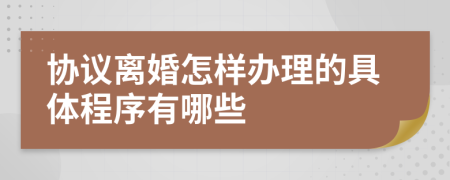 协议离婚怎样办理的具体程序有哪些