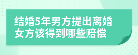 结婚5年男方提出离婚女方该得到哪些赔偿