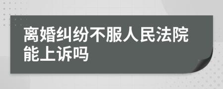 离婚纠纷不服人民法院能上诉吗