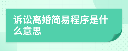 诉讼离婚简易程序是什么意思