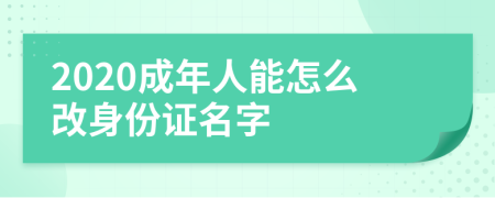 2020成年人能怎么改身份证名字