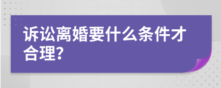 诉讼离婚要什么条件才合理？