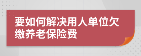 要如何解决用人单位欠缴养老保险费