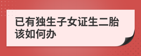 已有独生子女证生二胎该如何办