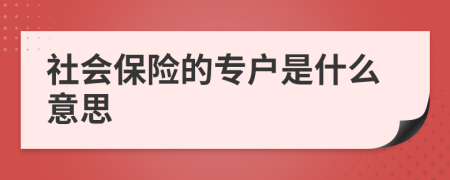 社会保险的专户是什么意思