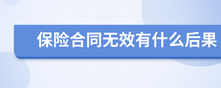 保险合同无效有什么后果