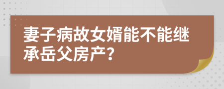 妻子病故女婿能不能继承岳父房产？