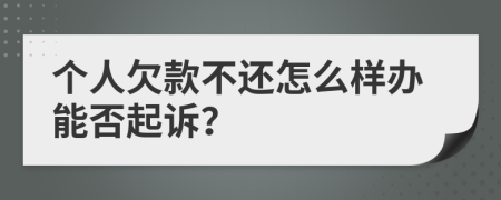 个人欠款不还怎么样办能否起诉？