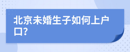 北京未婚生子如何上户口？