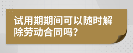 试用期期间可以随时解除劳动合同吗？