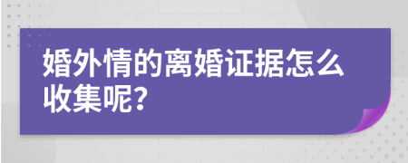 婚外情的离婚证据怎么收集呢？