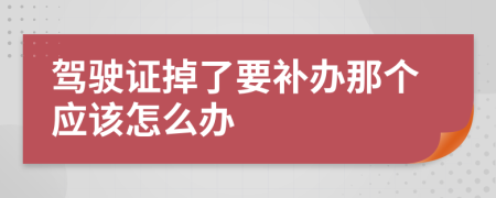 驾驶证掉了要补办那个应该怎么办