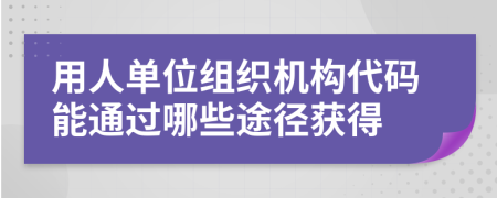 用人单位组织机构代码能通过哪些途径获得