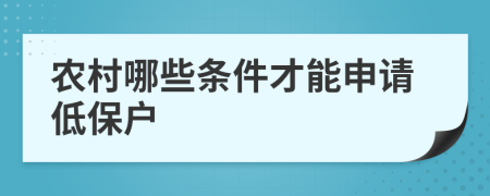 农村哪些条件才能申请低保户