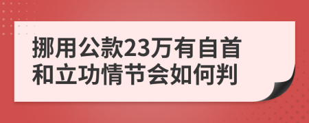 挪用公款23万有自首和立功情节会如何判