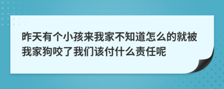 昨天有个小孩来我家不知道怎么的就被我家狗咬了我们该付什么责任呢