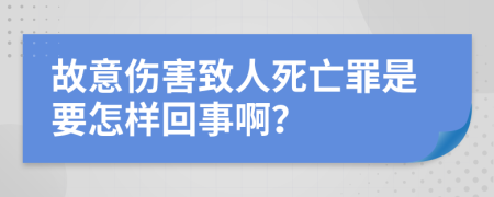 故意伤害致人死亡罪是要怎样回事啊？