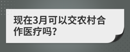 现在3月可以交农村合作医疗吗？