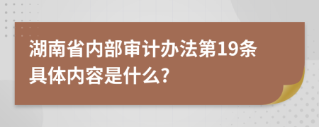 湖南省内部审计办法第19条具体内容是什么?